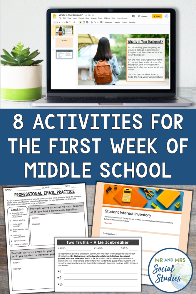 8 First Week of School Activities for Middle School Students - Mr and ...